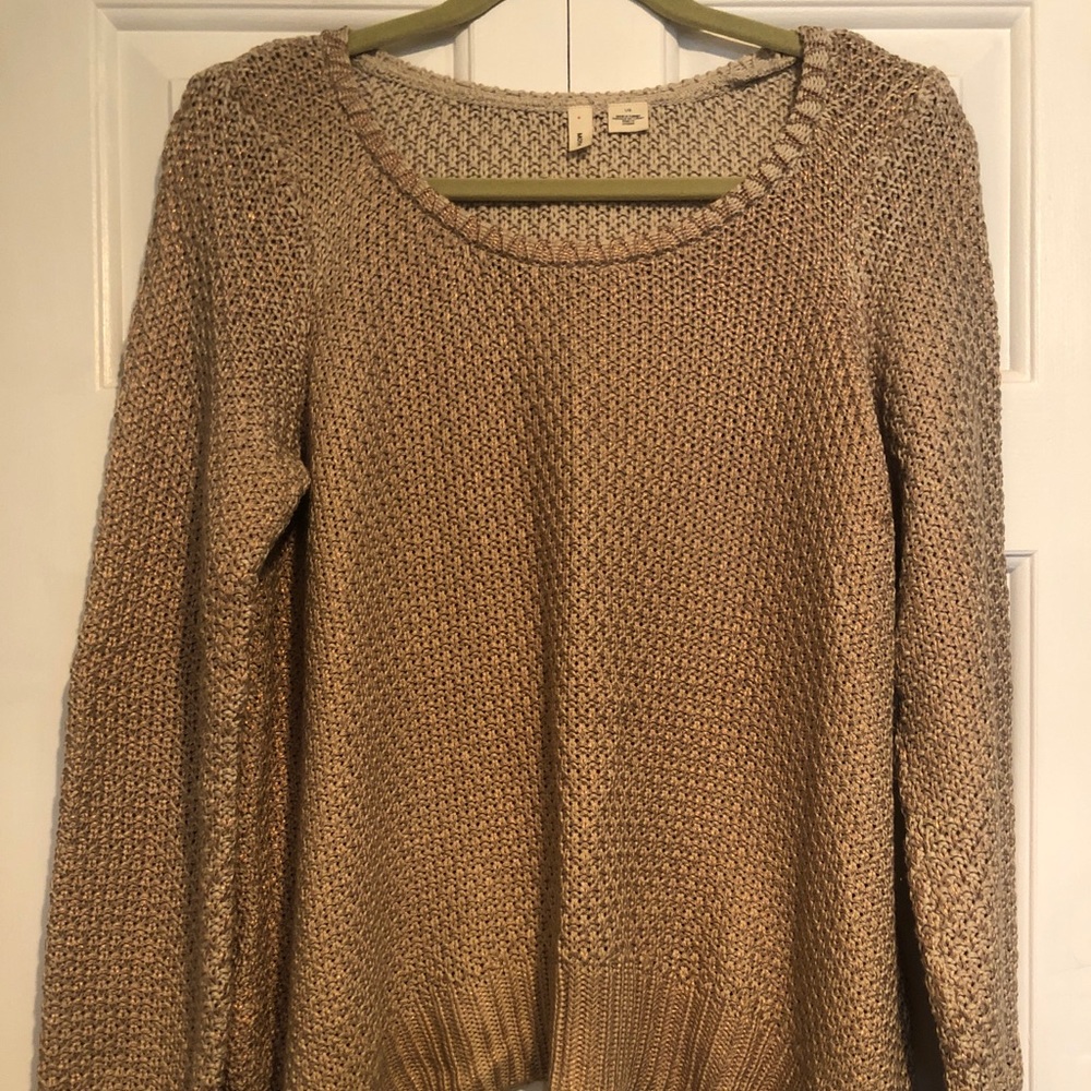 Anthropologie Gold Thread Sweater